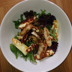Haloumi and chicken salad